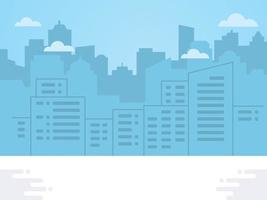 City skyline vector illustration. Blue city silhouette. Flat line vector illustration of modern city background