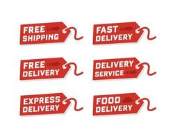 Vector set of delivery service. Free delivery, free shipping labels. Illustration of shipments and free delivery. Delivery labels. Vector illustration