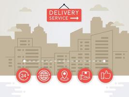 Illustration concept for delivery service. Flat line background concept of delivery service. Logistic and shipping vector illustration