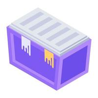 Isometric icon of trash container, trash can vector