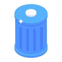 Trash bin icon in modern isometric style vector