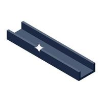 Isometric icon of steel beam, metal work tool vector