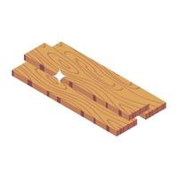 accesorio de decoración de madera, icono isométrico de losas de madera vector