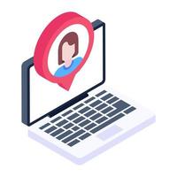 Video message inside laptop, video conversation isometric icon vector