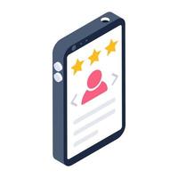 Rating app isometric icon, star rating with user vector