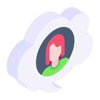A trendy isometric icon of cloud user vector
