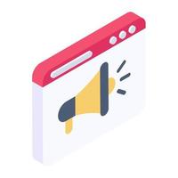 Speaker insider website, website marketing isometric icon vector