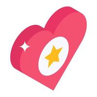 An icon of favourite, star inside heart vector