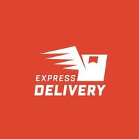 Express delivery on red background. Delivery label for online shopping. Worldwide shipping. Vector illustration