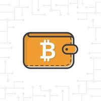 billetera bitcoin sobre fondo blanco. icono de billetera bitcoin. billetera bitcoin vectorial con moneda sobre fondo blanco. Ilustración de vector de minería bitcoin