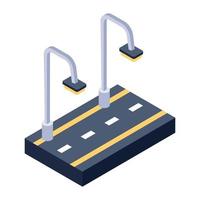 Editable isometric design of road light icon vector