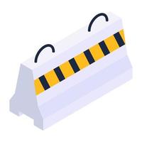 Isometric icon of product, concrete barricade vector