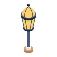 Editable isometric design of street lamp icon vector