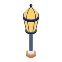 Editable isometric design of street lamp icon vector