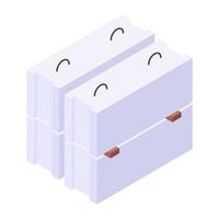 Isometric icon of concrete product, concrete road blocks vector