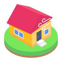 Residential area blowy weather, isometric icon of wind storm vector