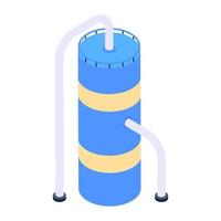 Liquid storage reservoir, isometric icon of water cistern vector