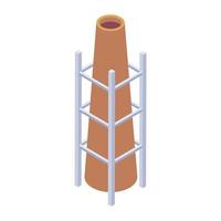 Constructive frame around cemented furnace, isometric icon  of brick kiln vector