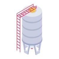 Liquid storage reservoir, isometric icon of water cistern vector