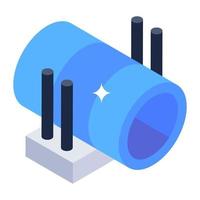 Horizontal copper water cylinder, water storage icon in isometric vector