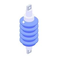 Electric transformer connecting tool, absorber icon in isometric style vector