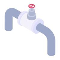 Faucet, isometric icon of water valve vector