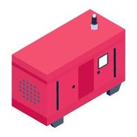 Electricity generating machine icon in isometric style, editable vector of generator