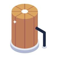 Liquid storage reservoir, isometric icon of wastewater plant vector