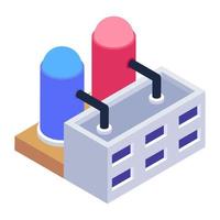 Liquid storage reservoir, isometric icon of wastewater plant vector