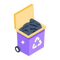 Three arrows on garbage bin, vector design of recycle trash