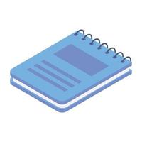 Trendy isometric vector design of notepad, writing pad concept