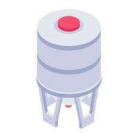 Liquid storage reservoir, isometric icon of wastewater plant vector