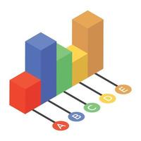 Trendy isometric icon of bar graph vector