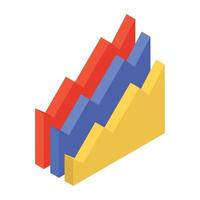 Mountain chart isometric vector, area chart, vector