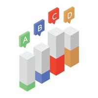 Trendy isometric icon of bar graph vector