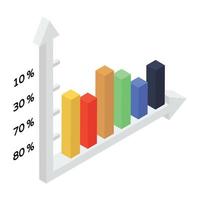 Trendy isometric icon of bar graph vector