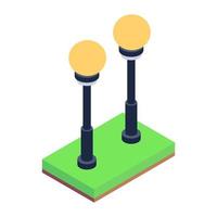 Editable isometric design of street lamp icon vector