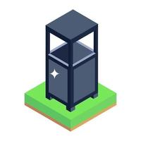 Modern trendy garbage bin, isometric vector design of outdoor bin