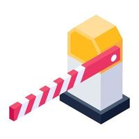 Isometric icon stop barrier, security checkpost vector