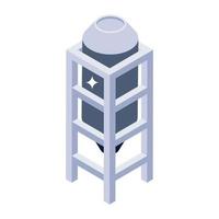 Liquid storage reservoir, isometric icon of wastewater plant vector