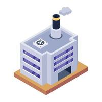 icono de edificio de fabricación en estilo isométrico vector