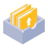 Office files holder, isometric icon of folders cabinet vector