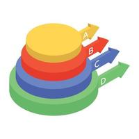 An isometric icon denoting business data vector