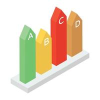 Up arrows infographic, arrows graph isometric icon vector