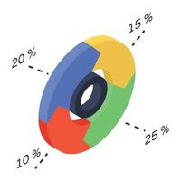 An isometric icon denoting business data vector