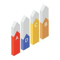 Up arrows infographic, arrows graph isometric icon vector