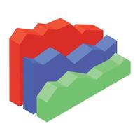 A mountain chart isometric icon vector