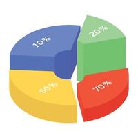 An isometric icon denoting business data vector