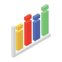 Trendy icon of bar diagram, isometric design vector