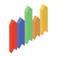 Up arrows infographic, arrows graph isometric icon vector